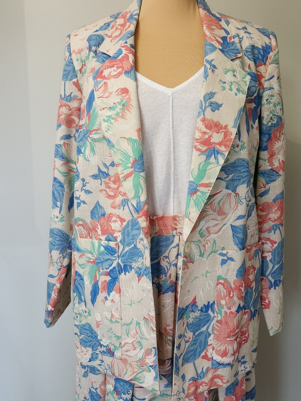 Vintage Floral Blazer Skirt Suit Set Womens 10 Cottagecore Grandmacore 90s - Picture 4 of 16